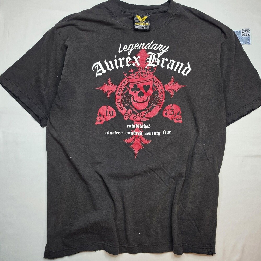 Vintage Trashed Faded Avirex Skulls Large T-Shirt Jesse Pinkman Grunge Y2K